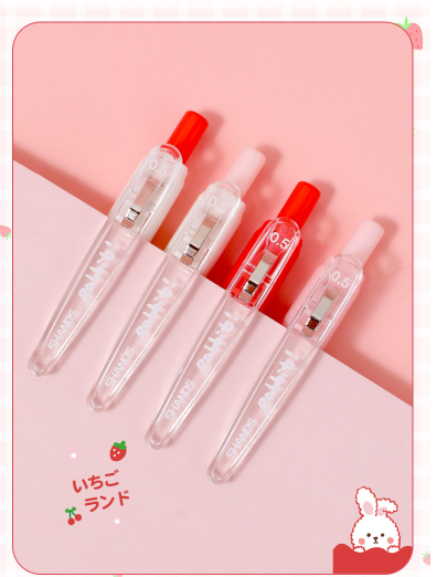 Strawberry Bunny Gel Pens - Cute Japanese Style (Set of 4)