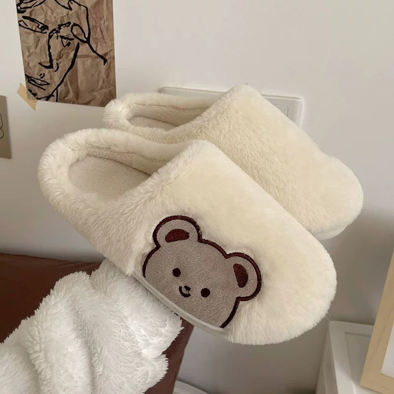 Cute Bear Plush Cotton Slippers