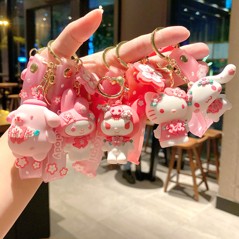 Pink Cherry Blossom Character Keychain