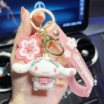 Pink Cherry Blossom Character Keychain