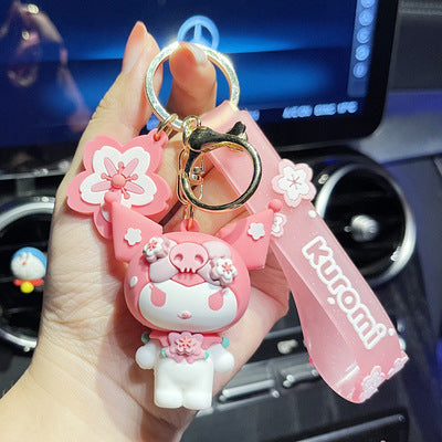 Pink Cherry Blossom Character Keychain
