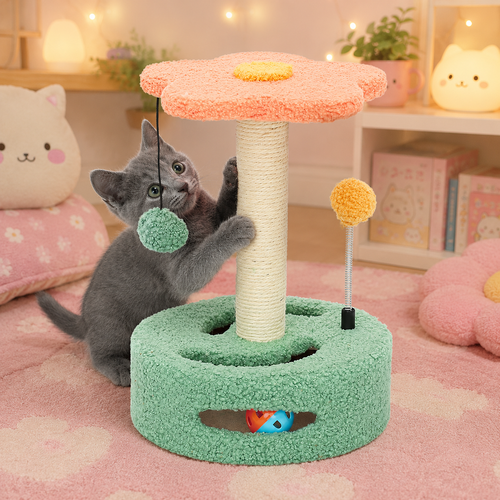 Cute Cat Scratching Post and Toy