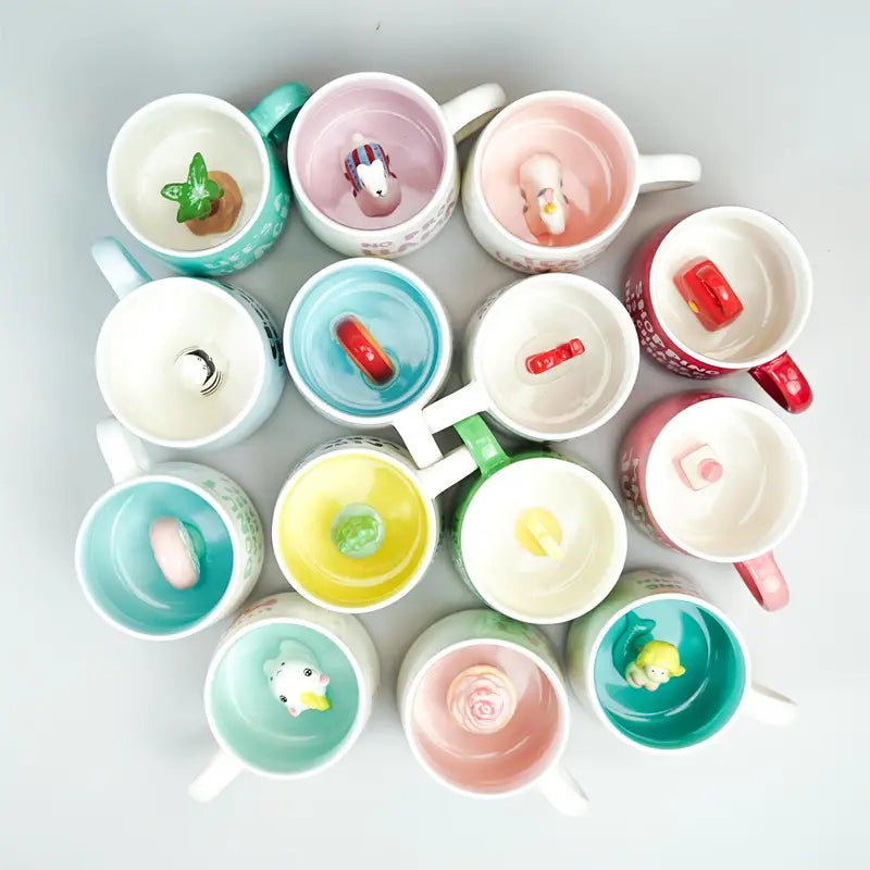 Cute Kawaii Teacup - 3D Animal Inside Ceramic Mug
