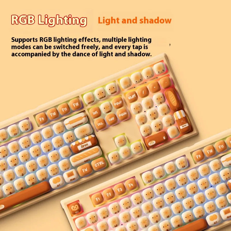 Wireless RGB Lighting Steamed Bun Keyboard