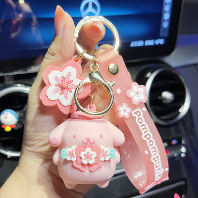 Pink Cherry Blossom Character Keychain