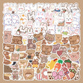 Cute Cartoon Bear & Rabbit Waterproof Stickers (90 Pcs)