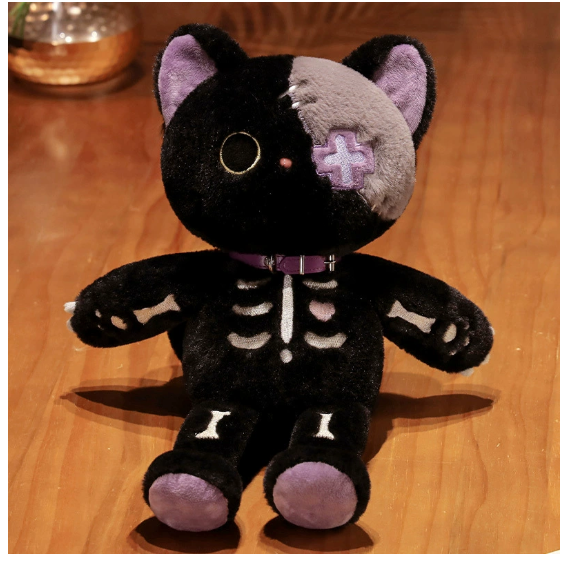 可爱恶魔骷髅猫毛绒玩具