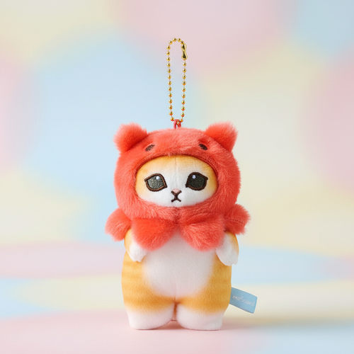 Cat Ocean Plush Keychain – Red