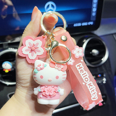 Pink Cherry Blossom Character Keychain