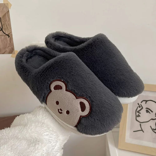 Cute Bear Plush Cotton Slippers