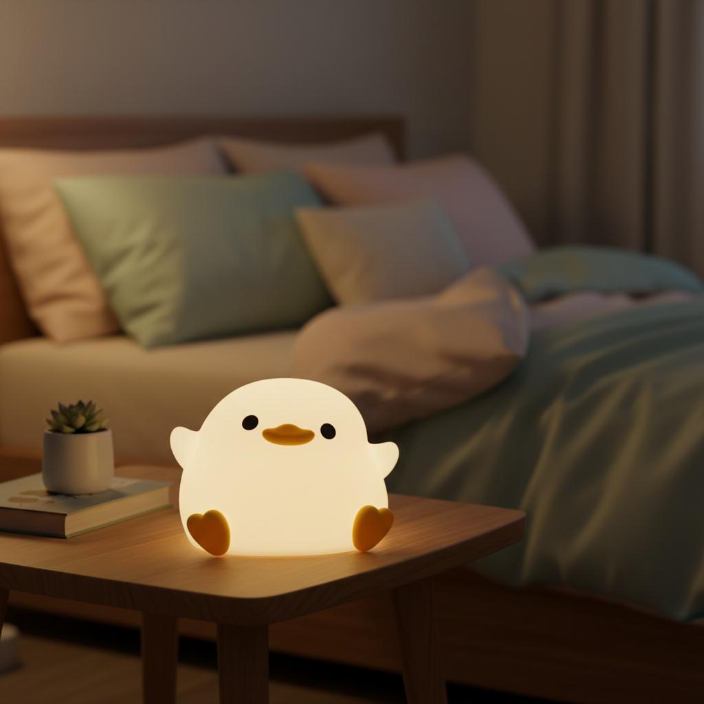 Cute Duck LED Night Light - Cosy Bedroom Lifestyle Shot