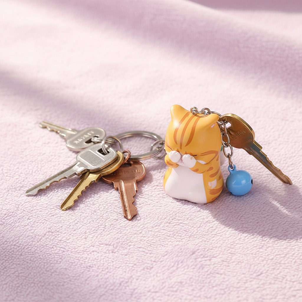 Disappointed Cat Keychain - Orange on Keys