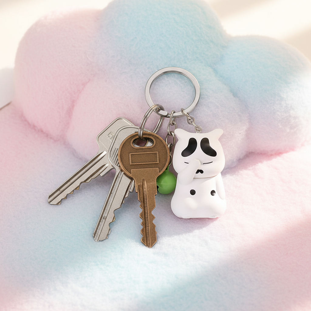 Disappointed Cat Keychain - White on Keys