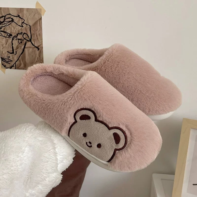 Cute Bear Plush Cotton Slippers