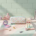 Floral Toiletry Pouch — Kawaii Pastel Sink Scene