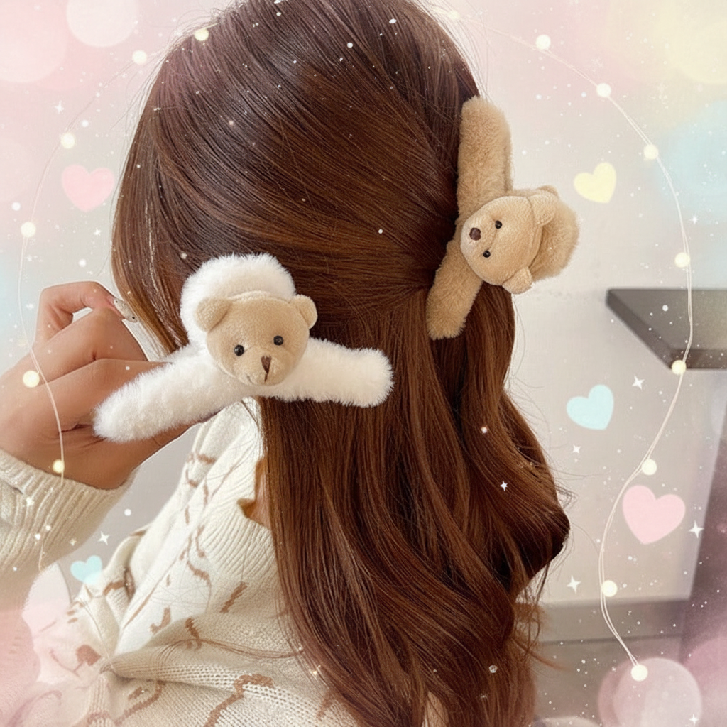 Kawaii Background Bear Hair Clips