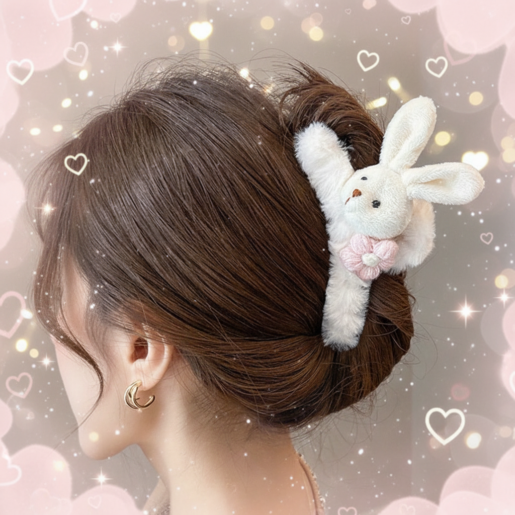 Kawaii Background Bunny Hair Clip