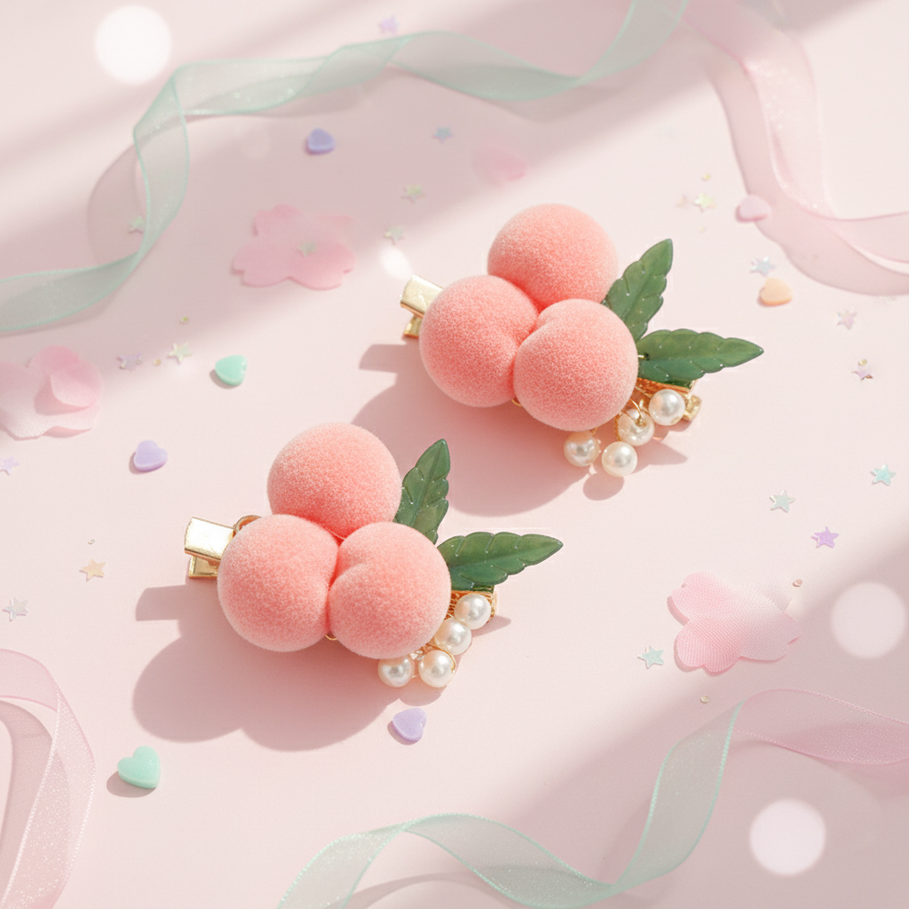 Kayuno Kawaii Peach Hair Clips