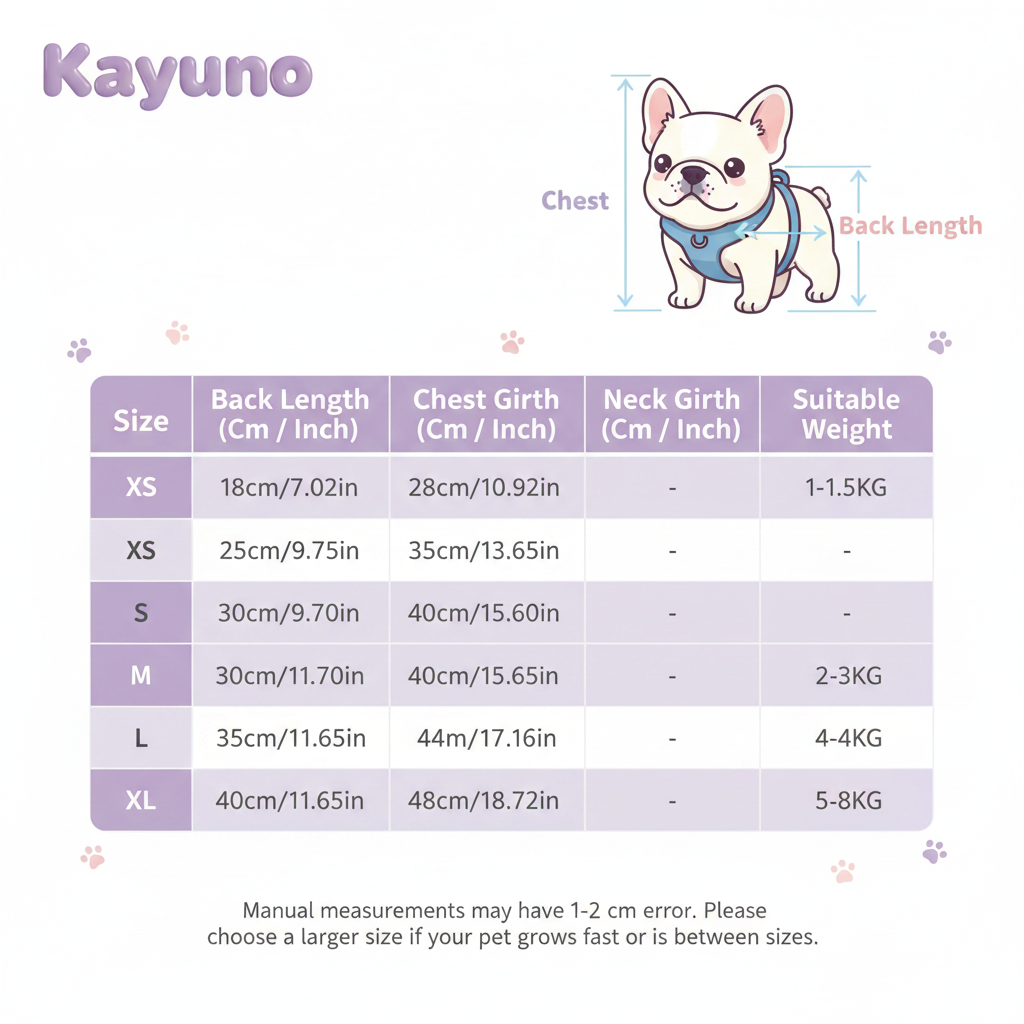 Kayuno Size Chart