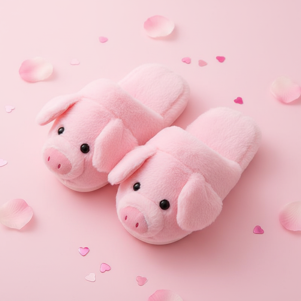 Pig Slippers - Flat Lay
