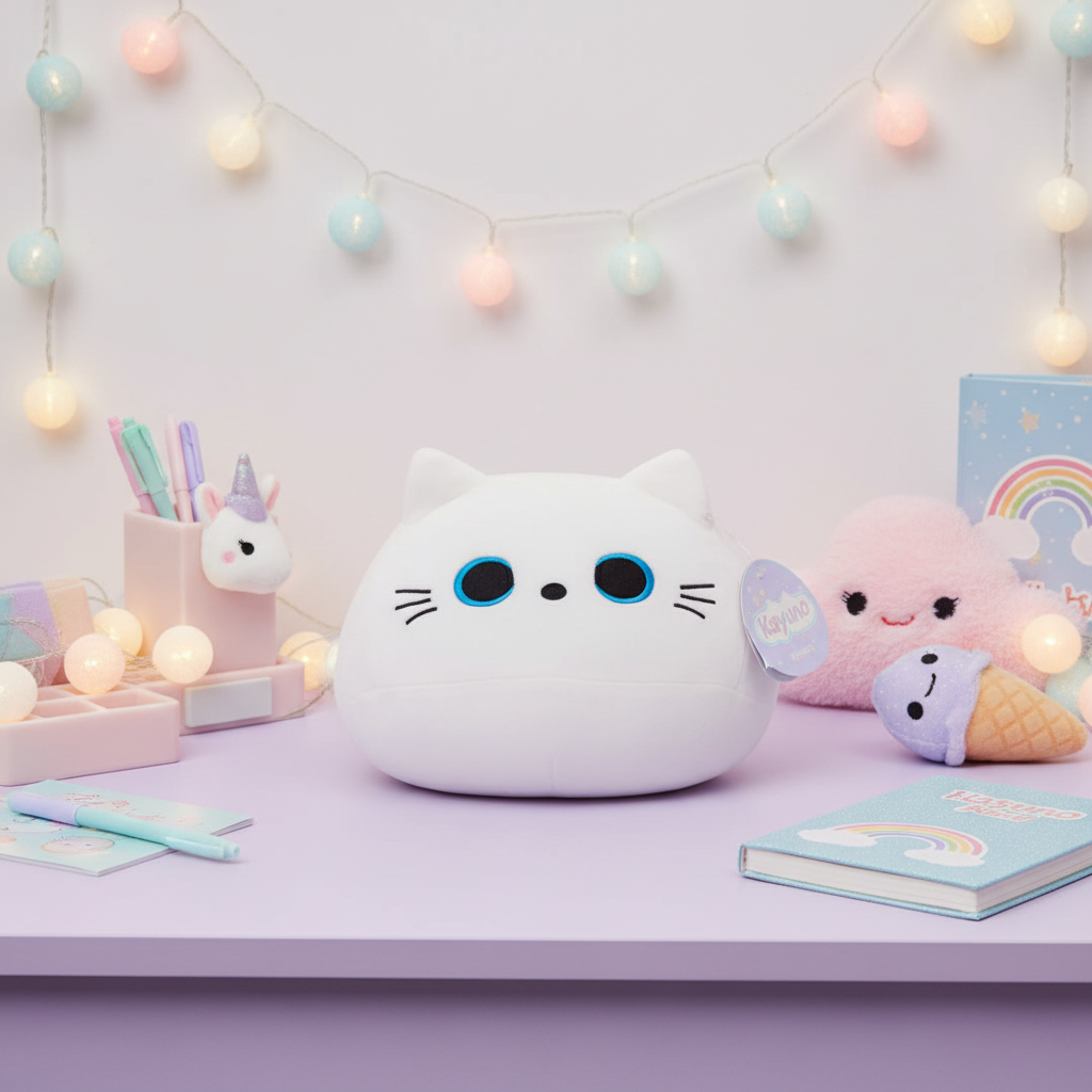 White Blue Eyes Cat Plush