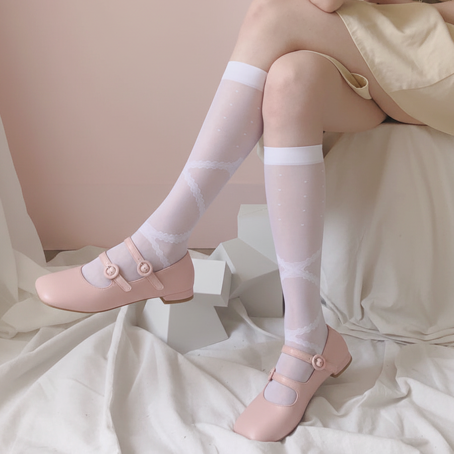 White Sheer Stockings — Pastel Room Square No Statue