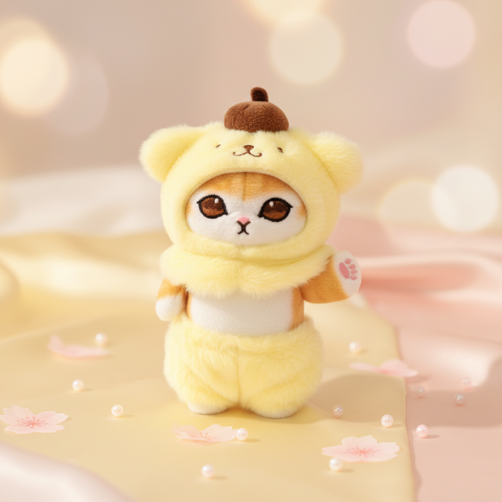 Yellow Bear Cat Plush Kawaii Product Shot